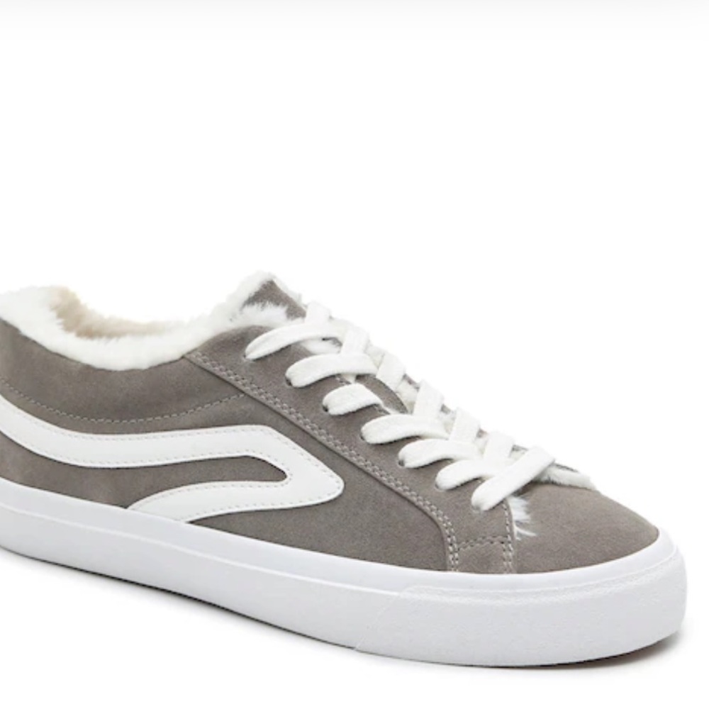 LUCKY BRAND Suede & Faux Fur Trim Sneakers NWT